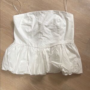 White Strapless Peplum Top